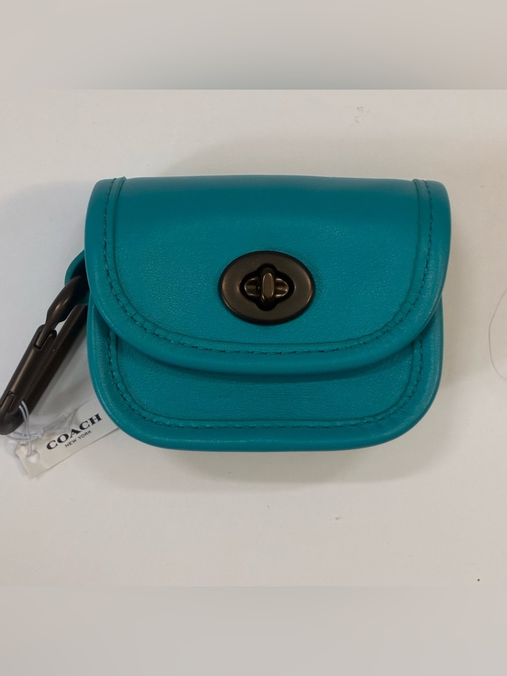 Coach Heritage Turnlock Blue/Turquoise Bag Charm / Mini Card Case # C3163 NWT